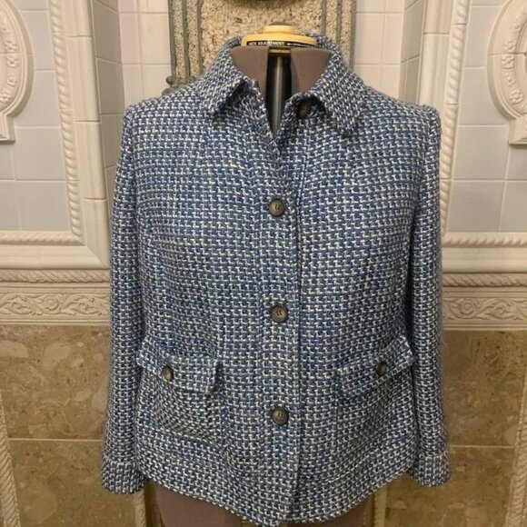 Talbots. Wool Blend Tweed Heavy Fuzzy Winter Jacket. Size 14W. WTC - Picture 1 of 6